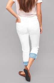 Audrey Ankle Pure White With Gingham Cuff